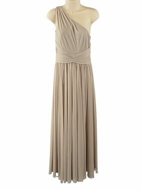 David's Bridal One-Shoulder Gown in Taupe Size 6
